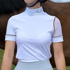 Блуза 1009-XS Alibi короткий рукав (бордо полоска)